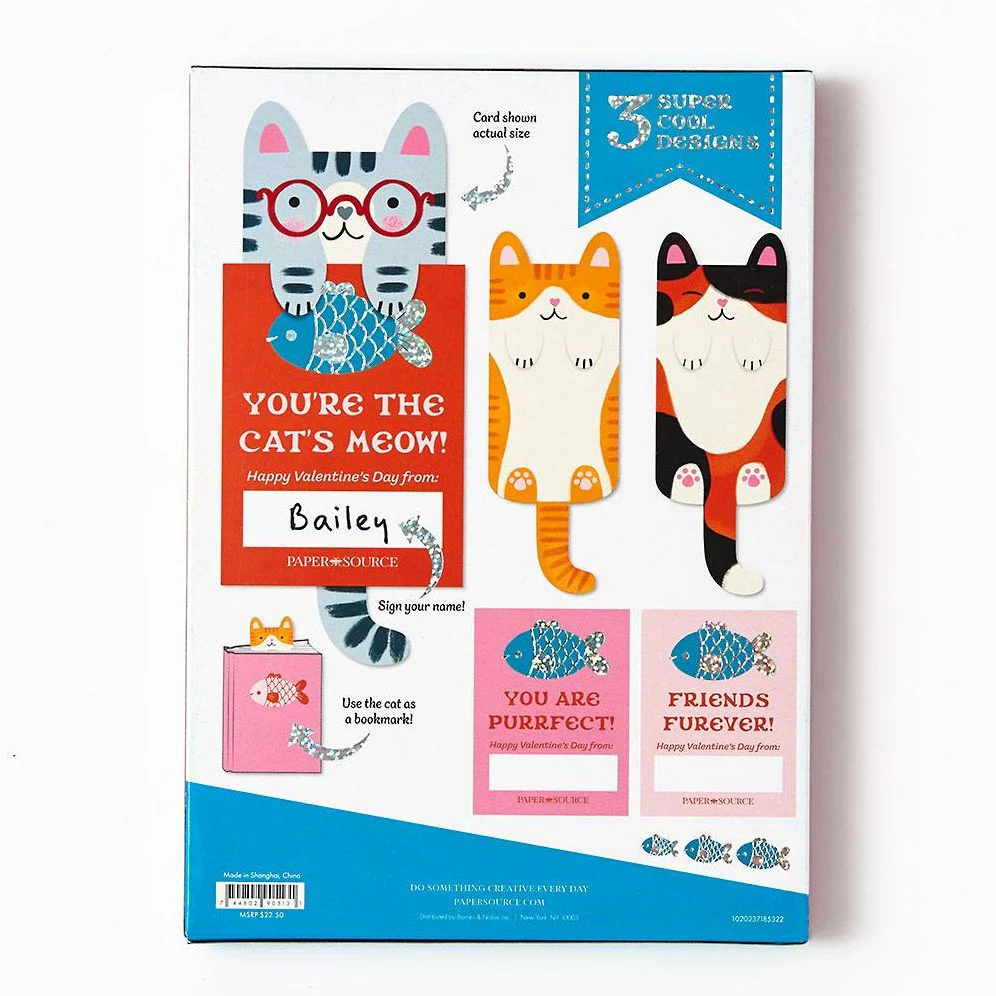 Cat Bookmarks Classroom Valentine Card Set - Image 2