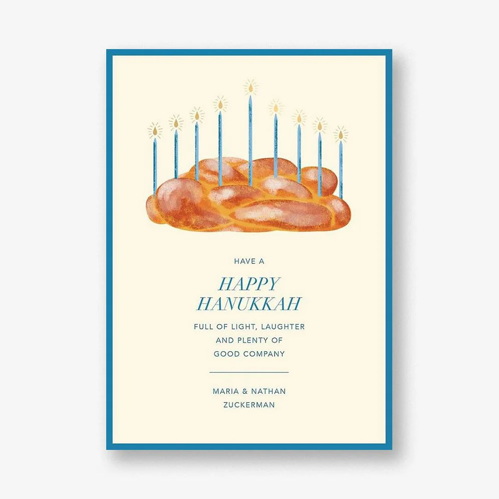 Challah Menorah Hanukkah Card