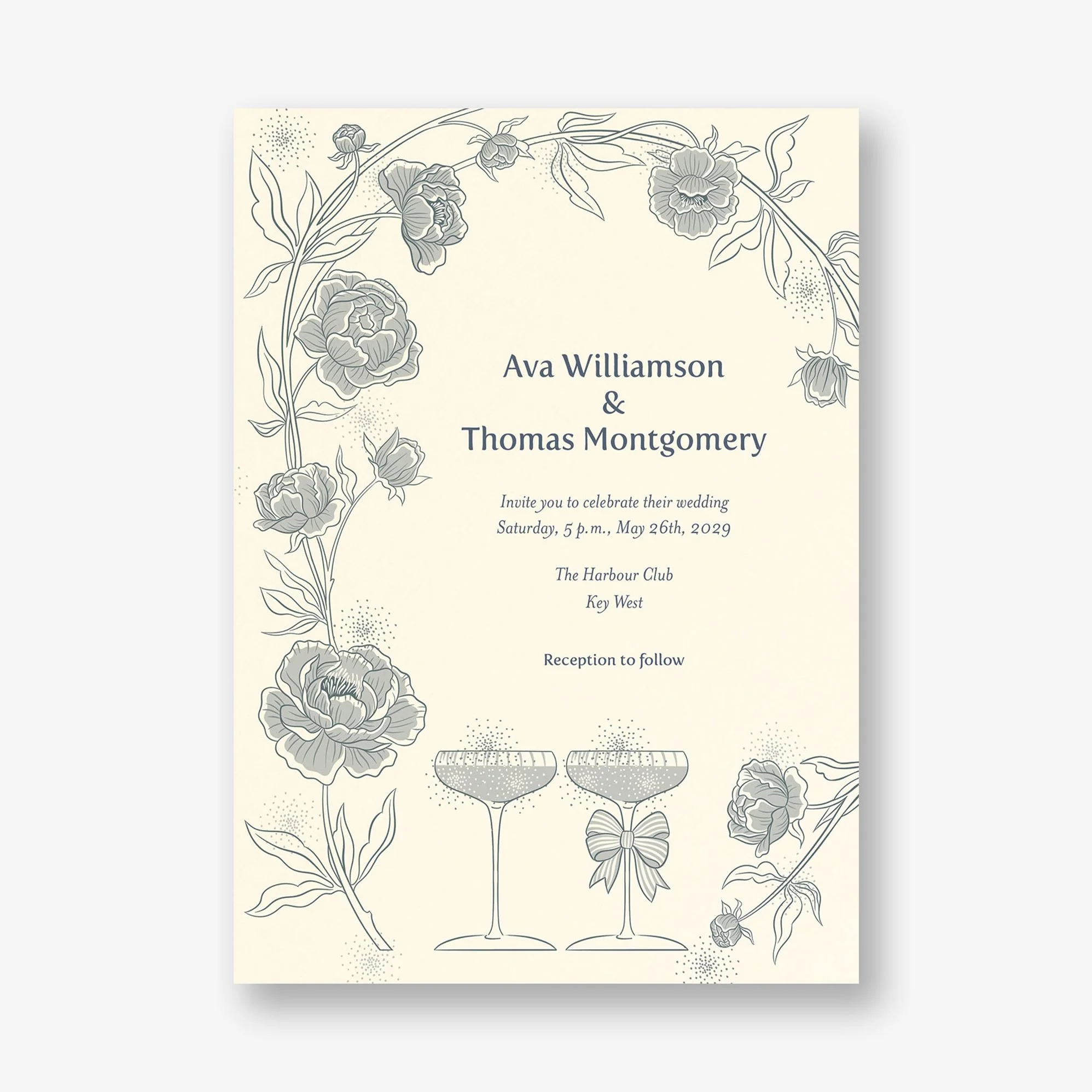 Champagne Glasses Wedding Invitation - Image 3