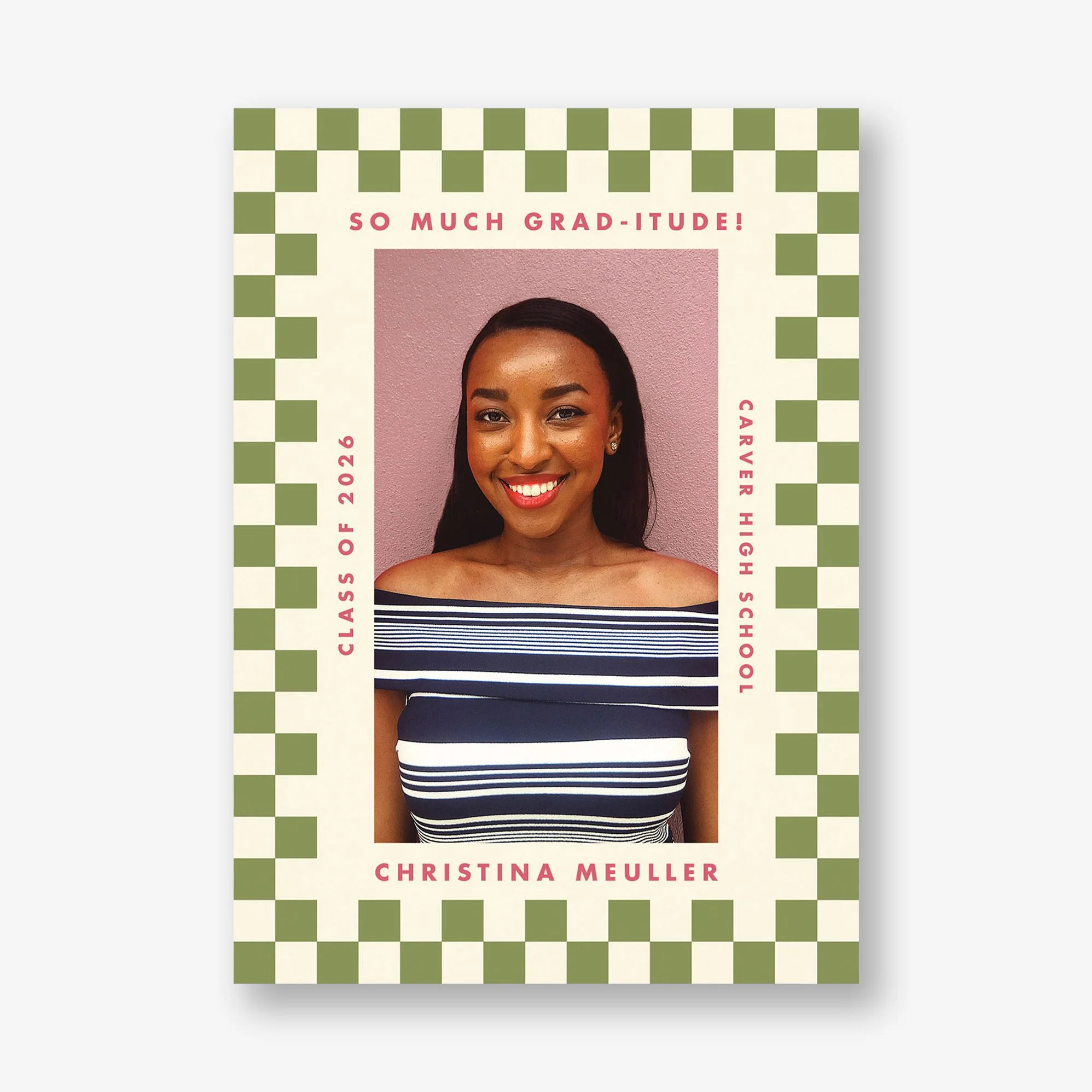 Checkered Frame Photo Graduation Announcement - Image 12