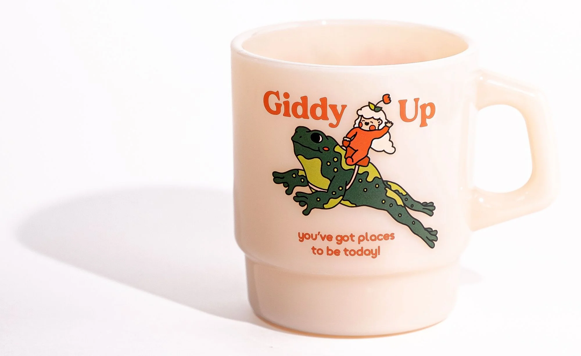 Cheerware Giddy Up 8oz Milk Glass Mug