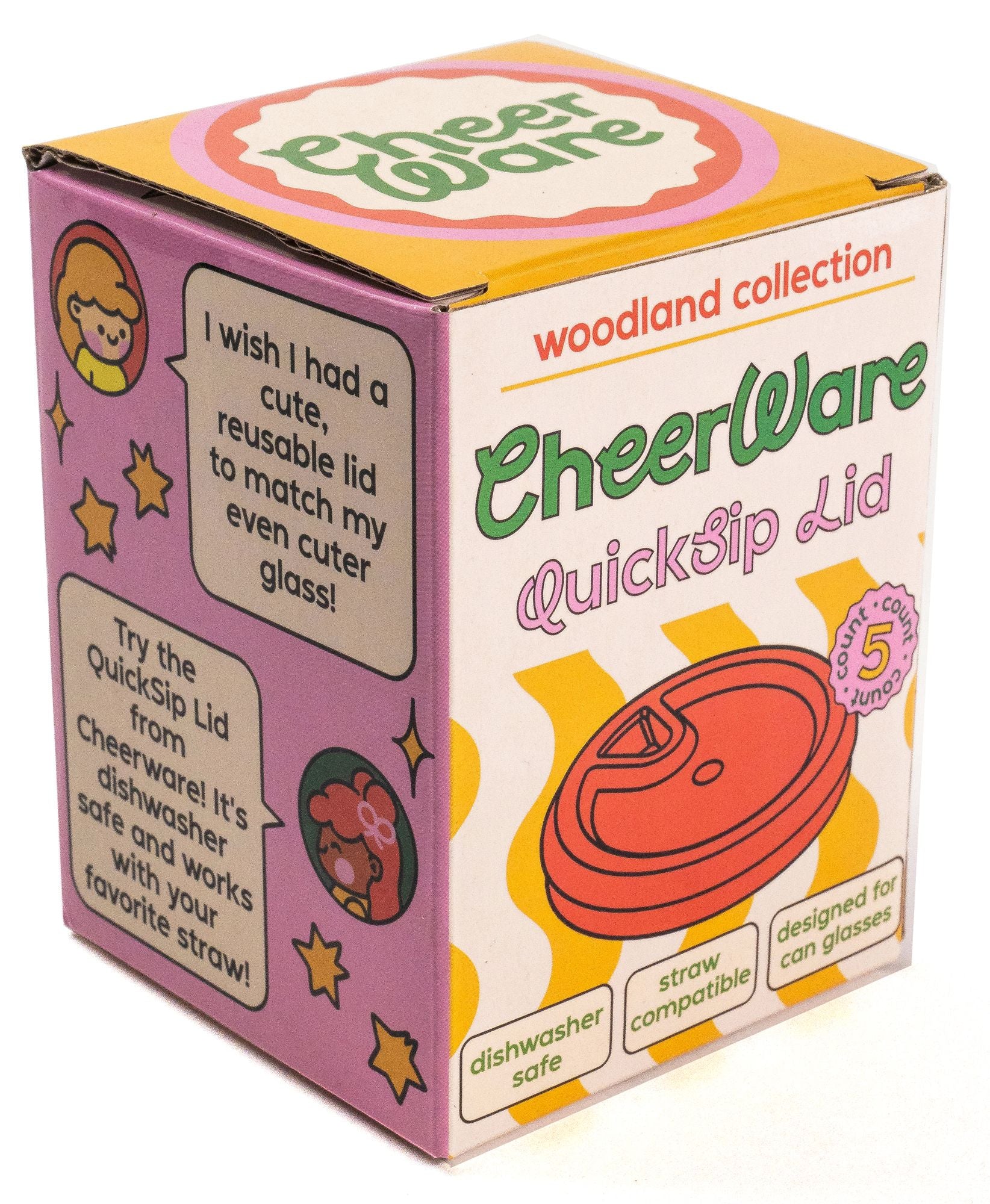 Cheerware QuickSip Lids 5-Pack, Woodland - Image 3