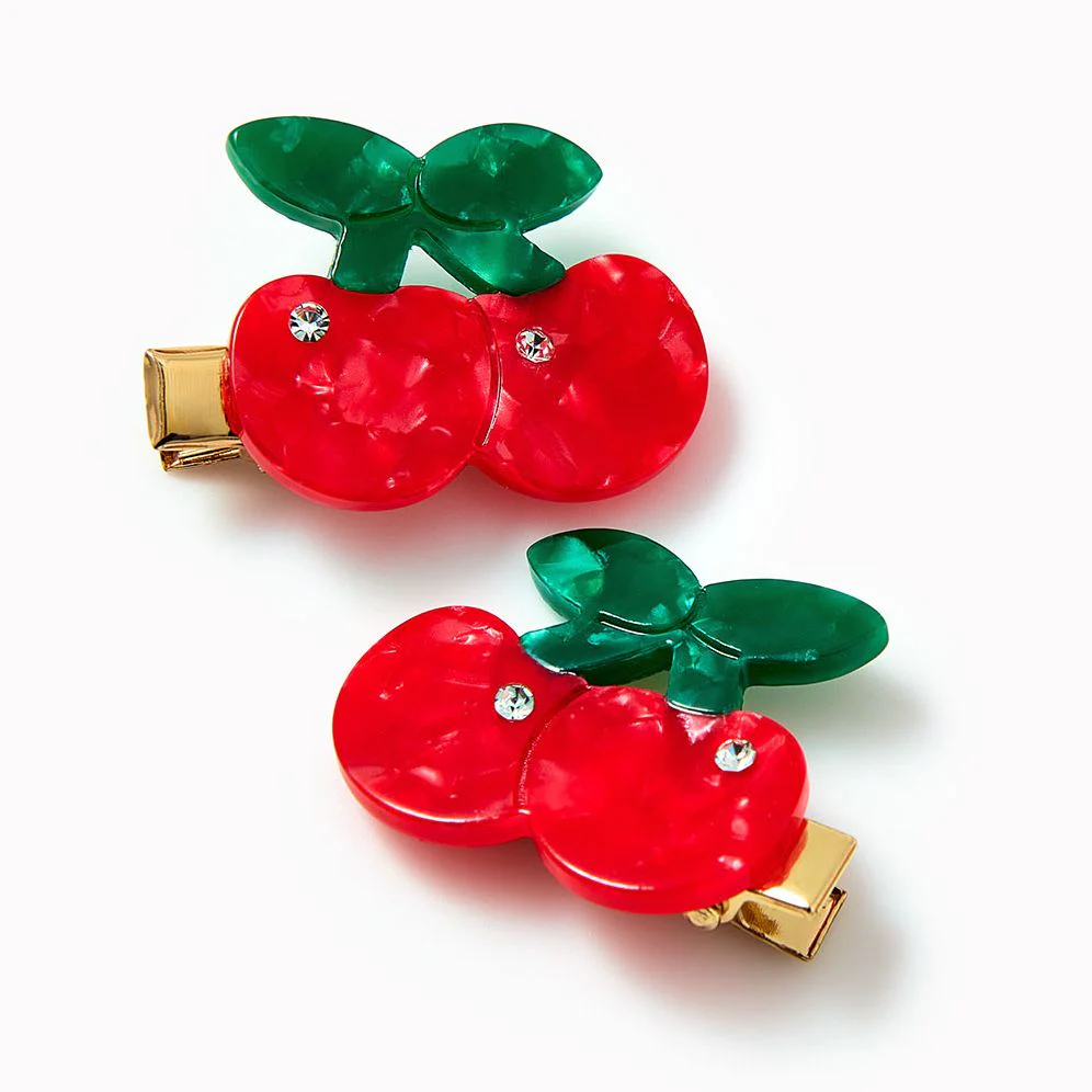 Cherry Mini Hair Clips- Set of 2 - Image 2