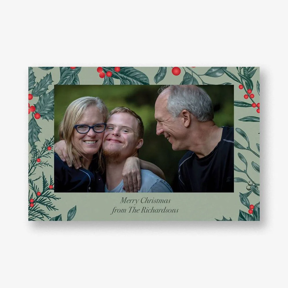 Christmas Botanical Border Postcard