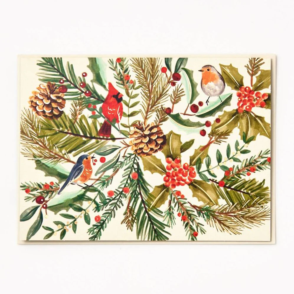 Christmas Watercolor Birds Stationery Set - Image 4