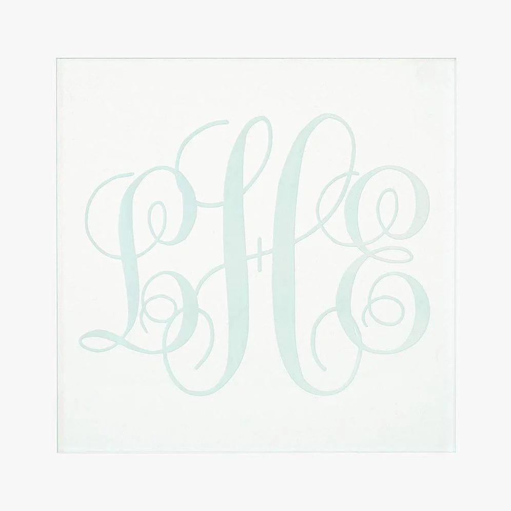 Clear Green Engraved Monogram Coasters