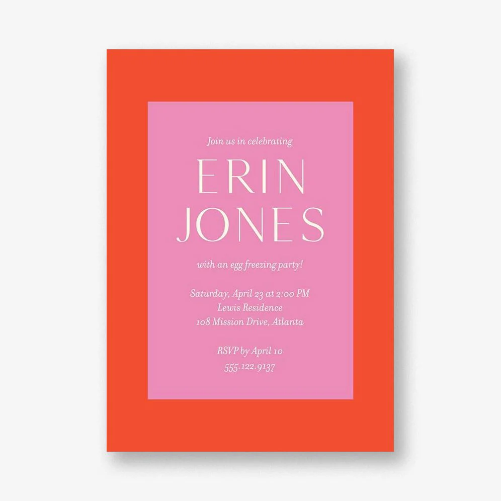 Colorblock Egg Freezing Party Invitation