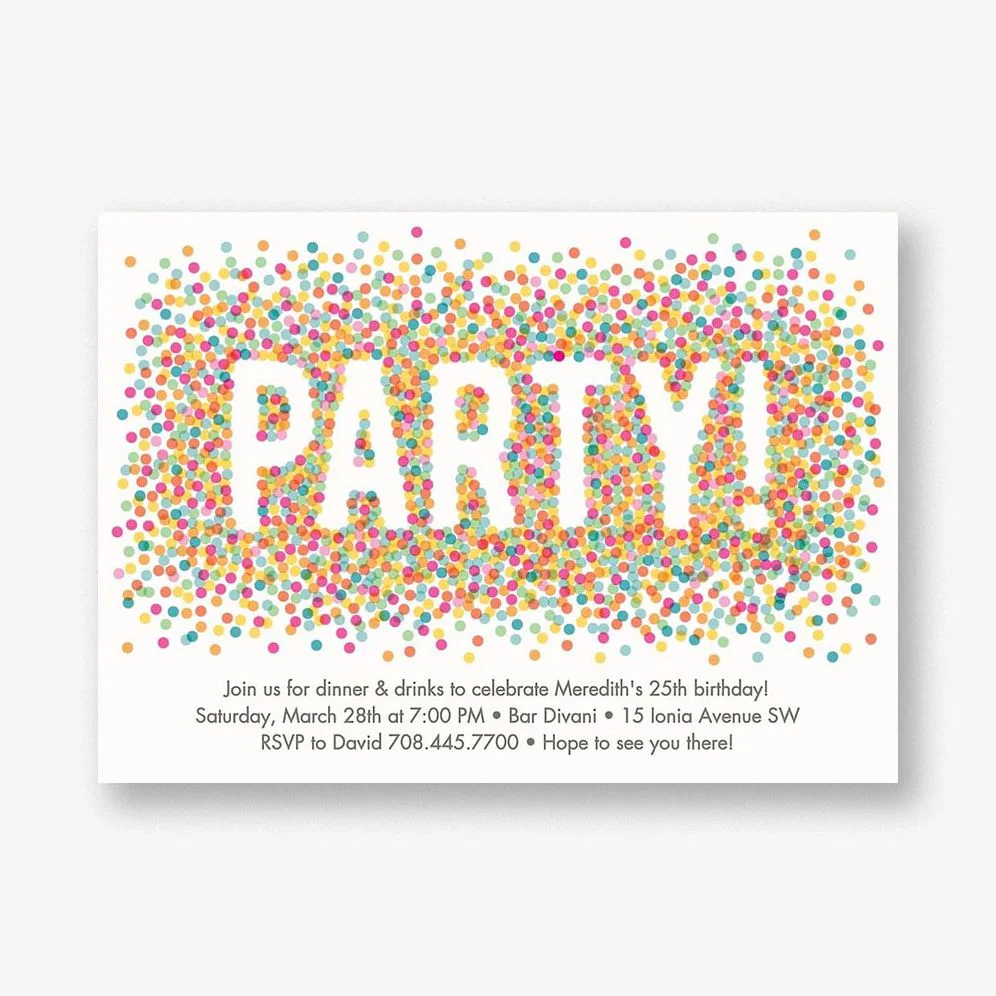 Colored Confetti Party Invitation