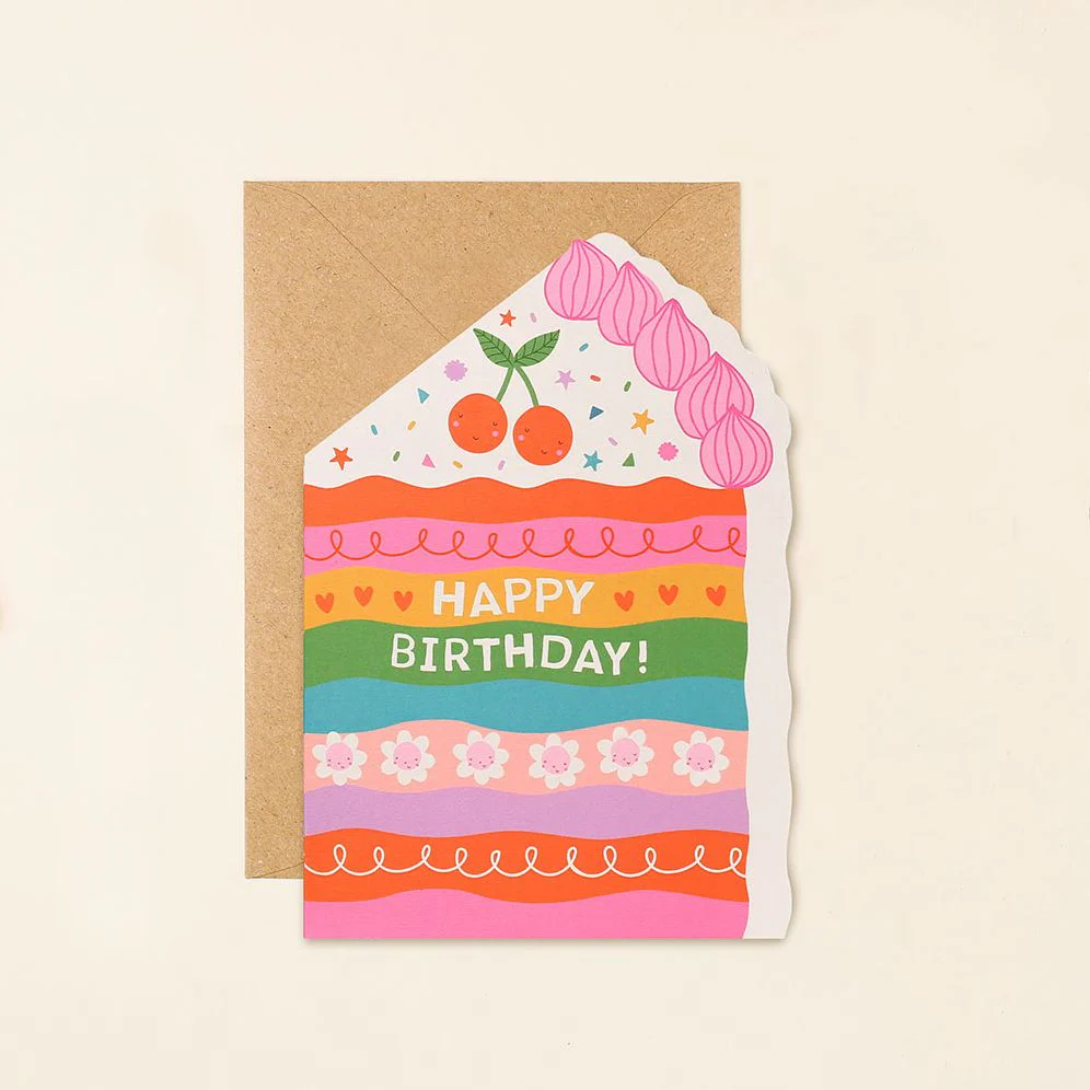 Colorful Cake Slice Birthday Card