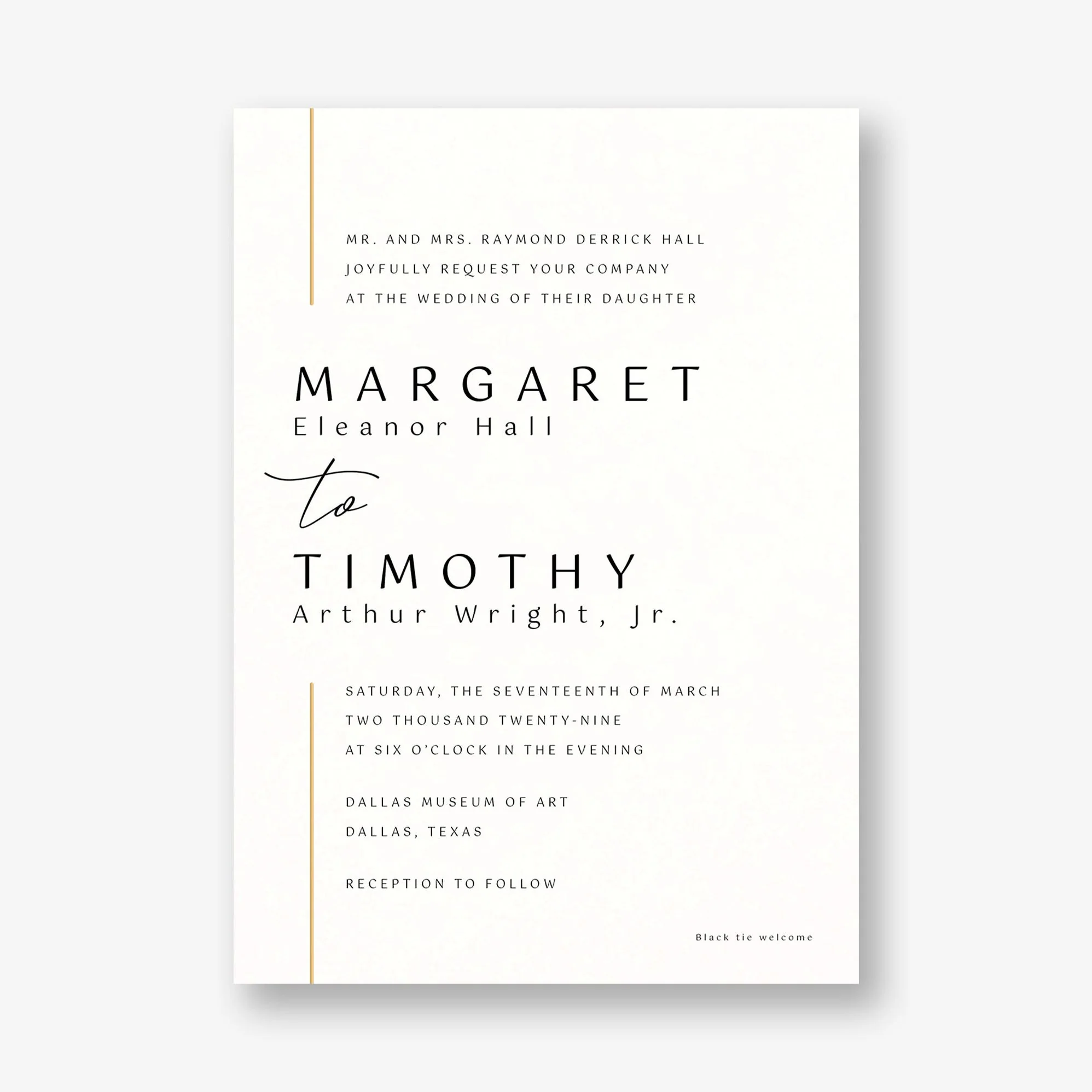 Contemporary Borderline Foil Wedding Invitation