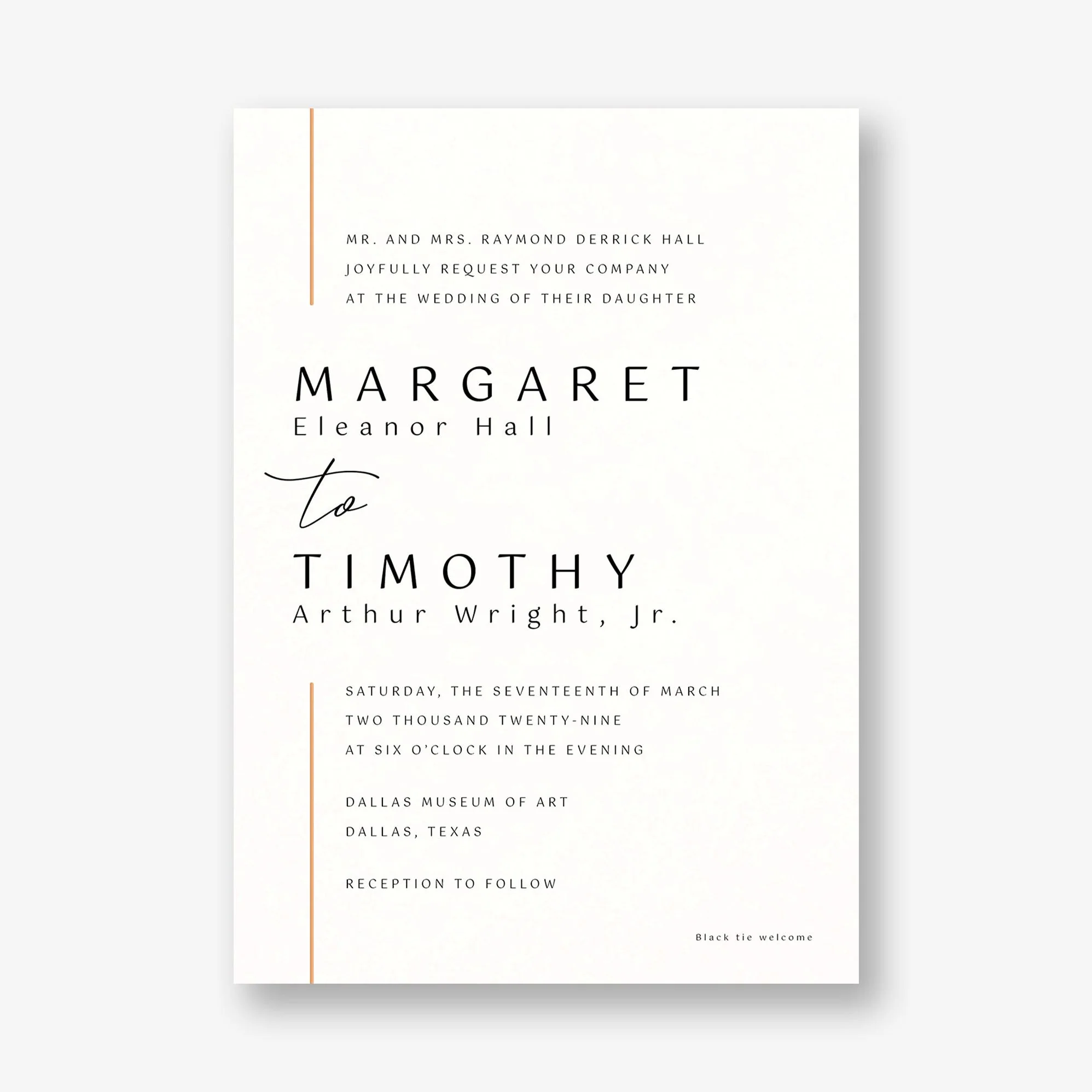 Contemporary Borderline Foil Wedding Invitation - Image 5