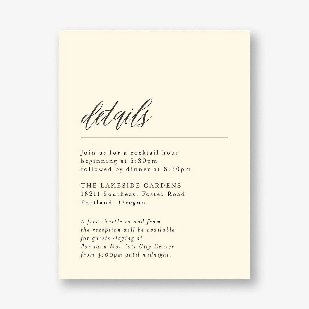 Contemporary Script Information Card
