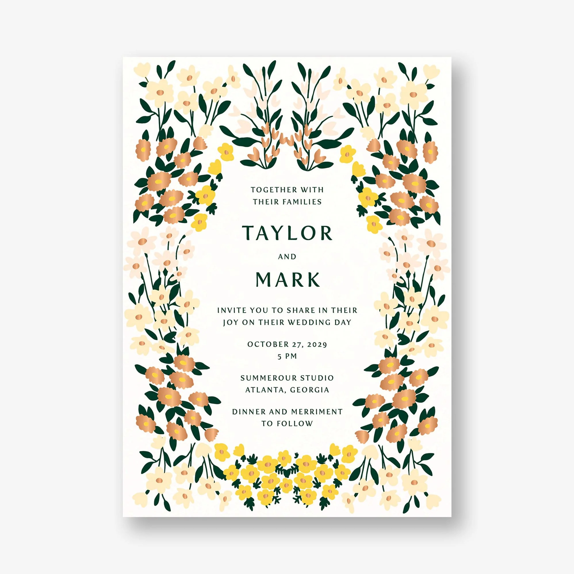 Cottage Garden Foil Wedding Invitation - Image 5