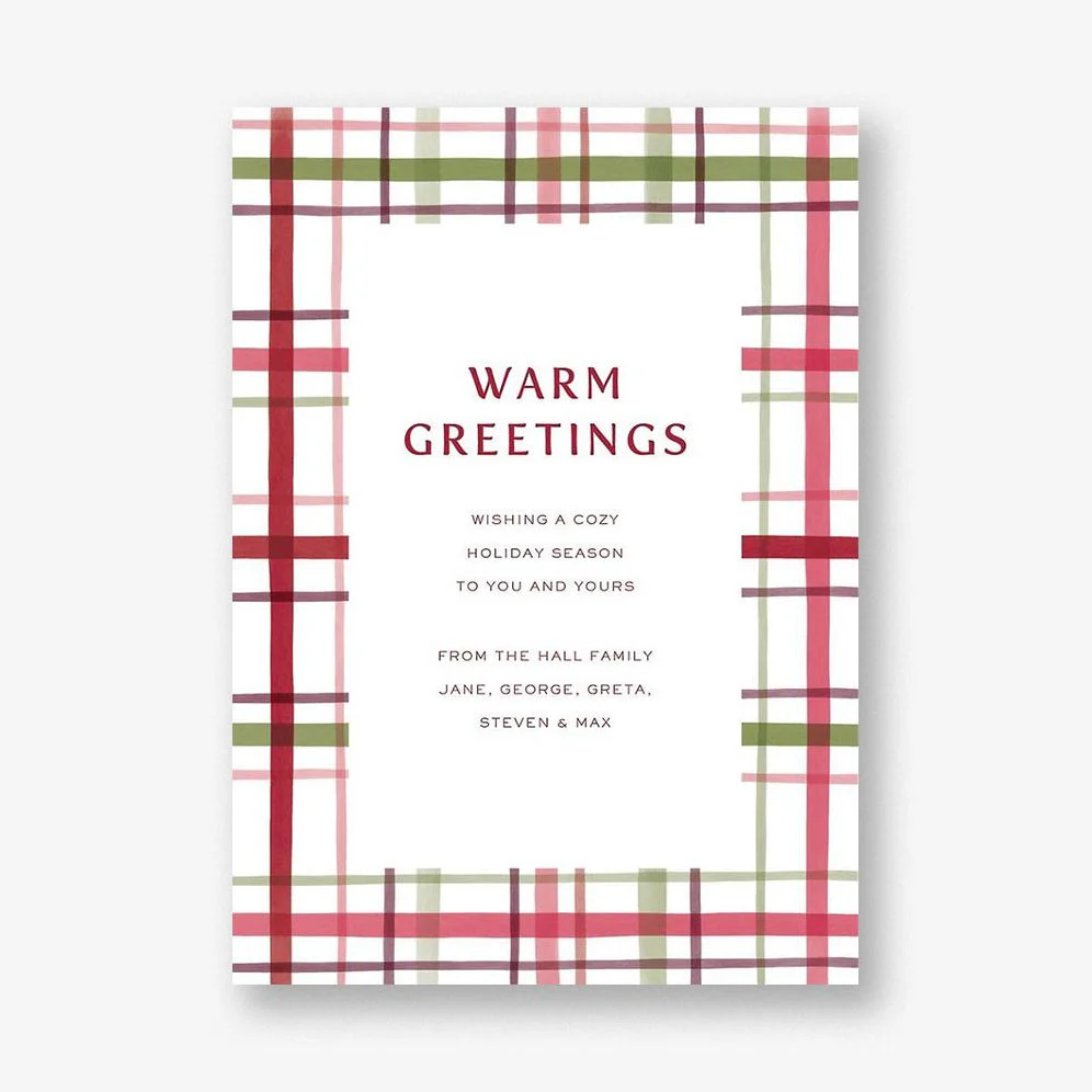 Cozy Watercolor Plaid Holiday Card