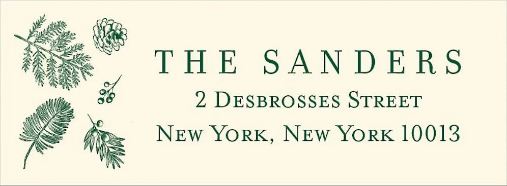 Delicate Greenery Holiday Return Address Label