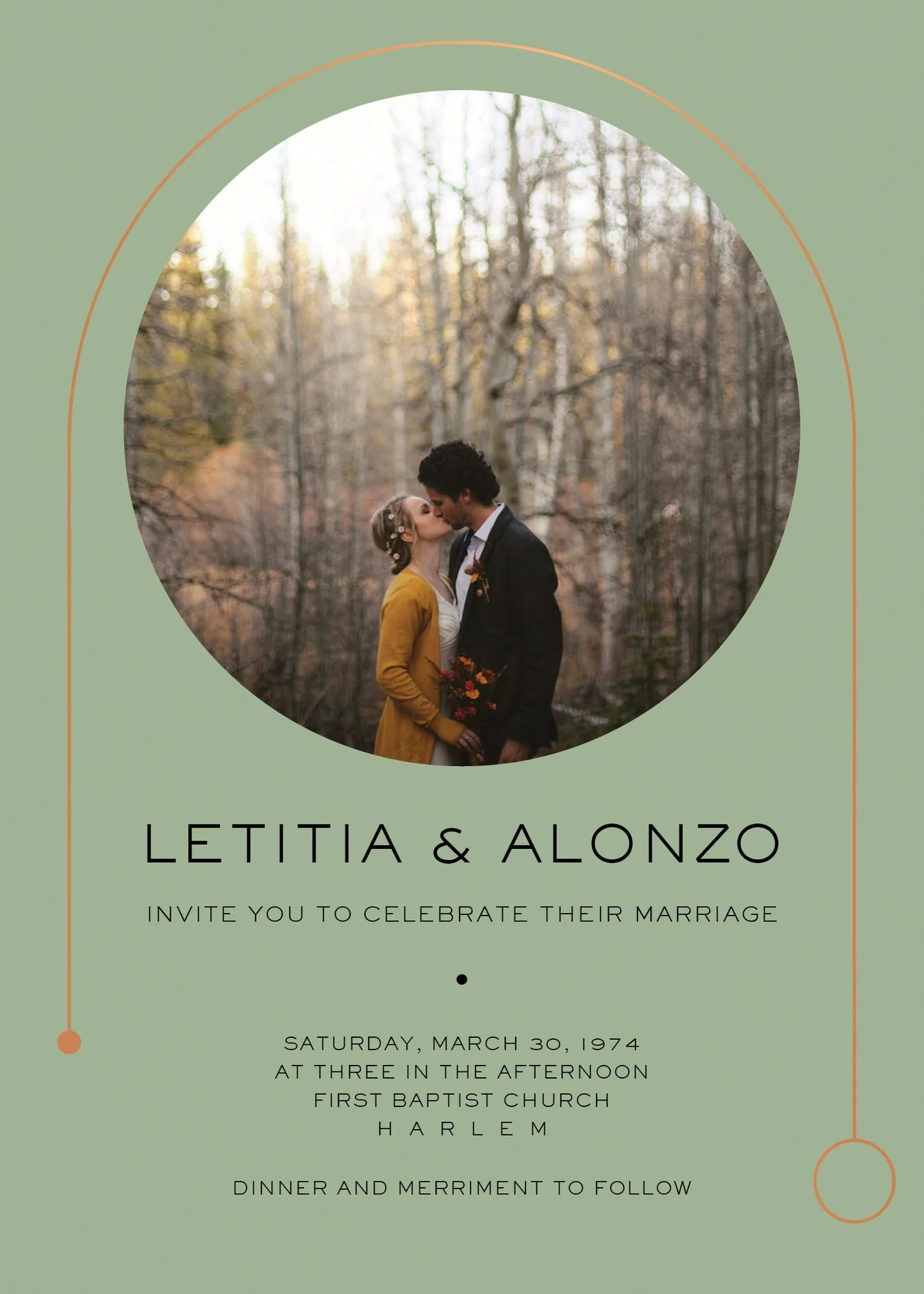 Destiny Photo Green Wedding Invitation - Image 3