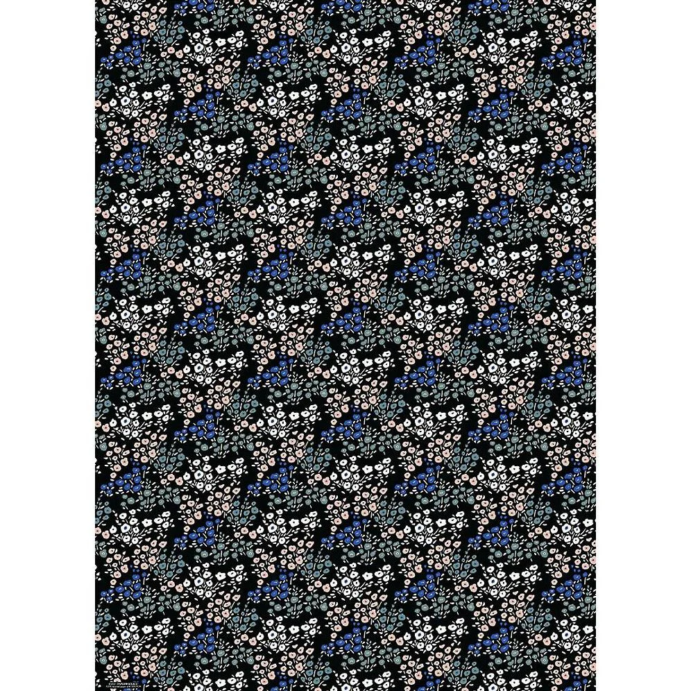 Ditsy Floral On Black Wrapping Paper - Image 2