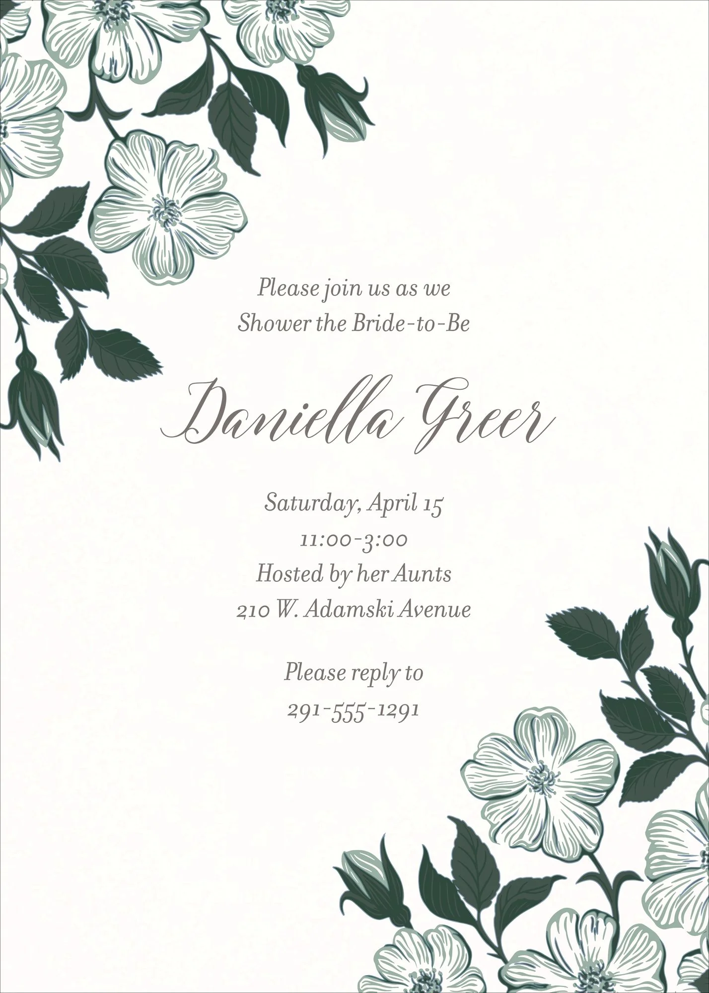 Dogwood Bunch Bridal Shower Invitation - Image 3