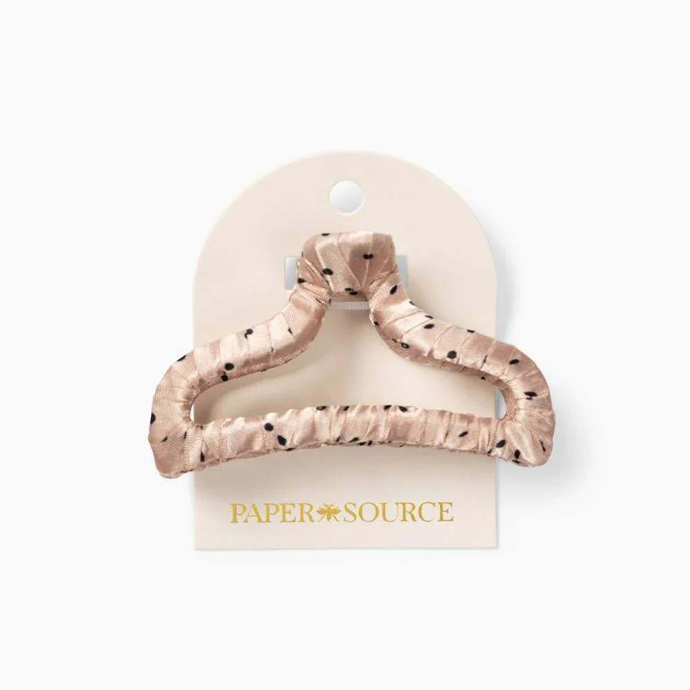 Dotted Satin Wrapped Hair Clip