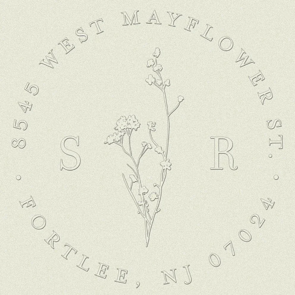 Dried Floral Monogram Custom Embosser and Embossing Tool