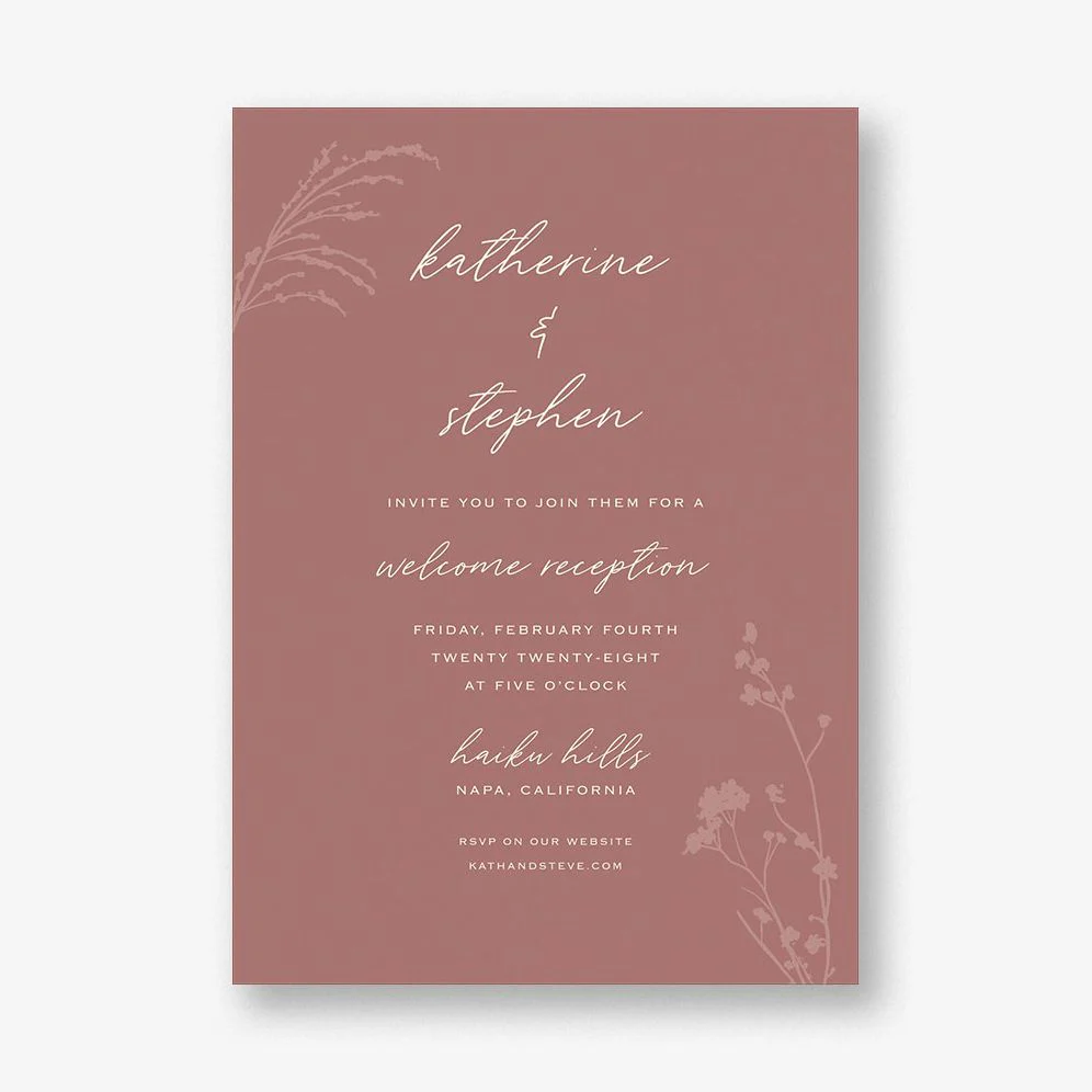 Dried Floral Welcome Reception Invitation