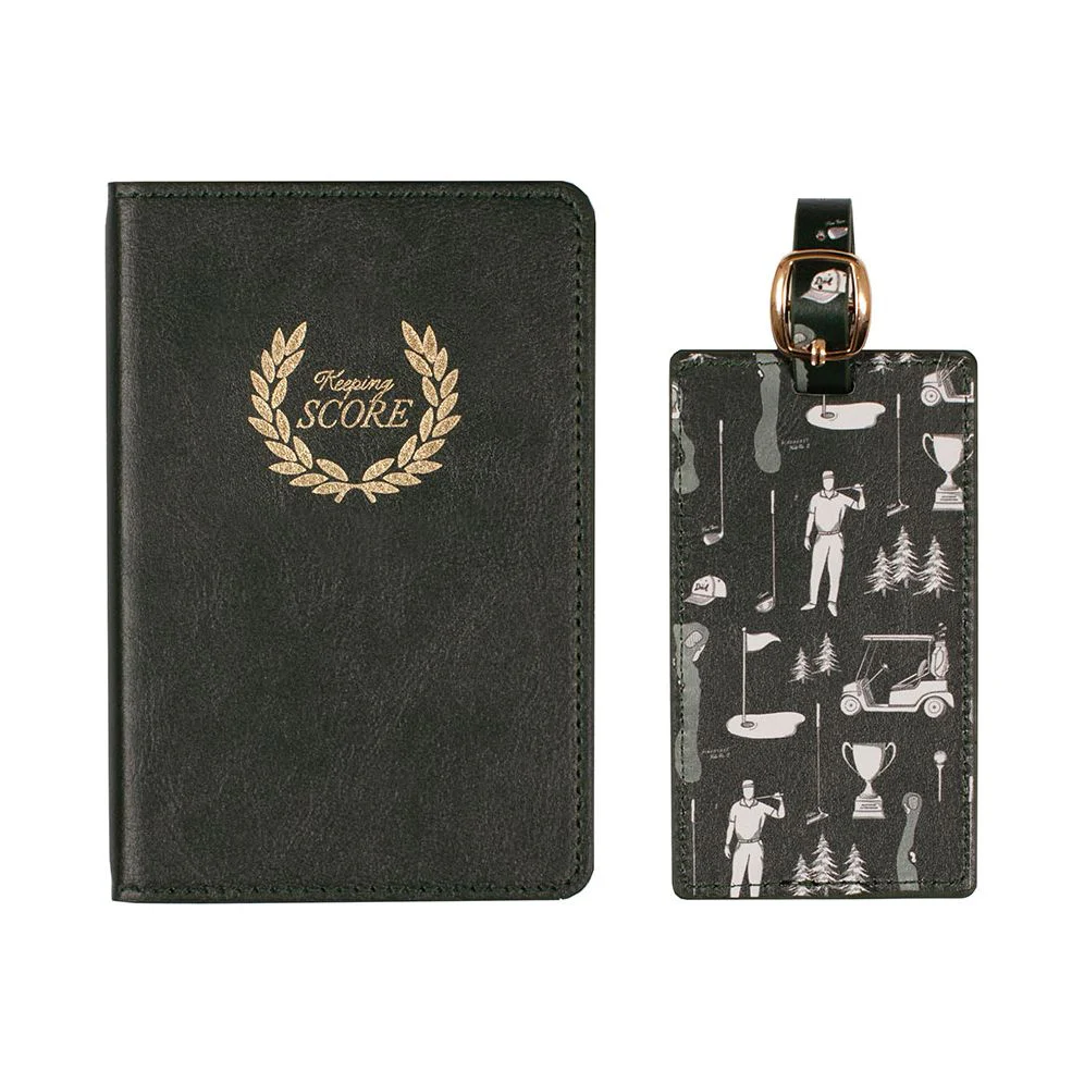 Faux Leather Golf Score Keeper and Tee Holder