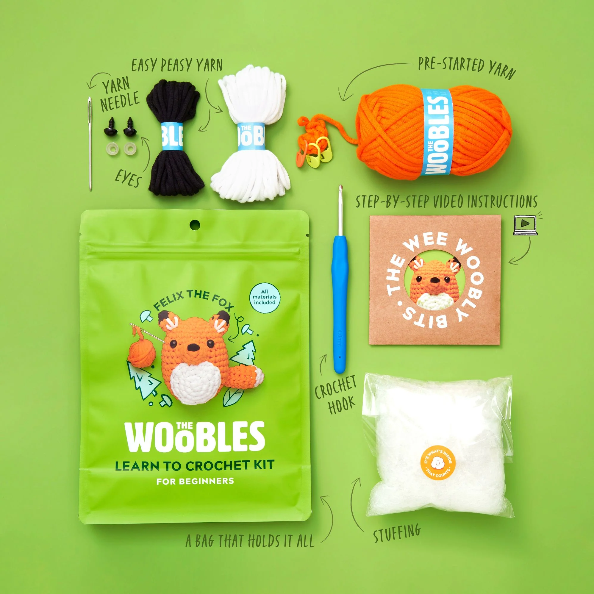 Felix the Fox, The Woobles Beginner Crochet Kit - Image 3