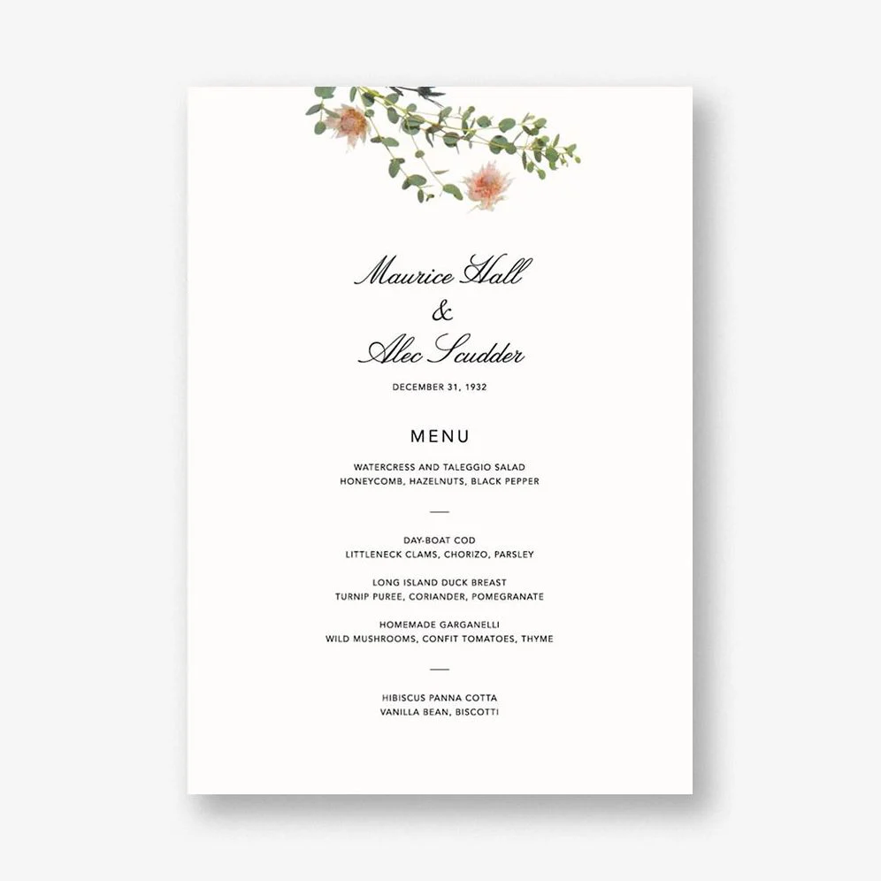 Fleurs Sauvages Menu