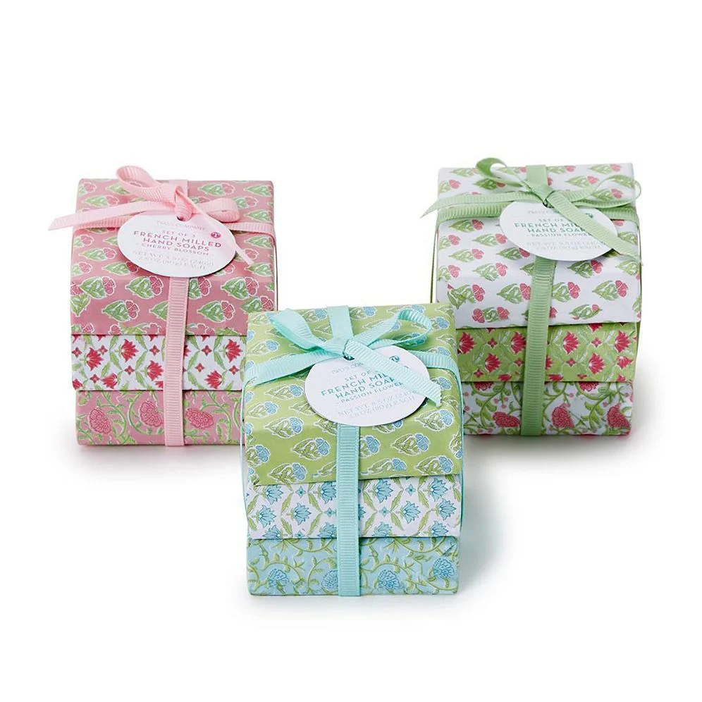 Floral Block Print Wrapped Soap Set of 3 - Assorted - Image 2