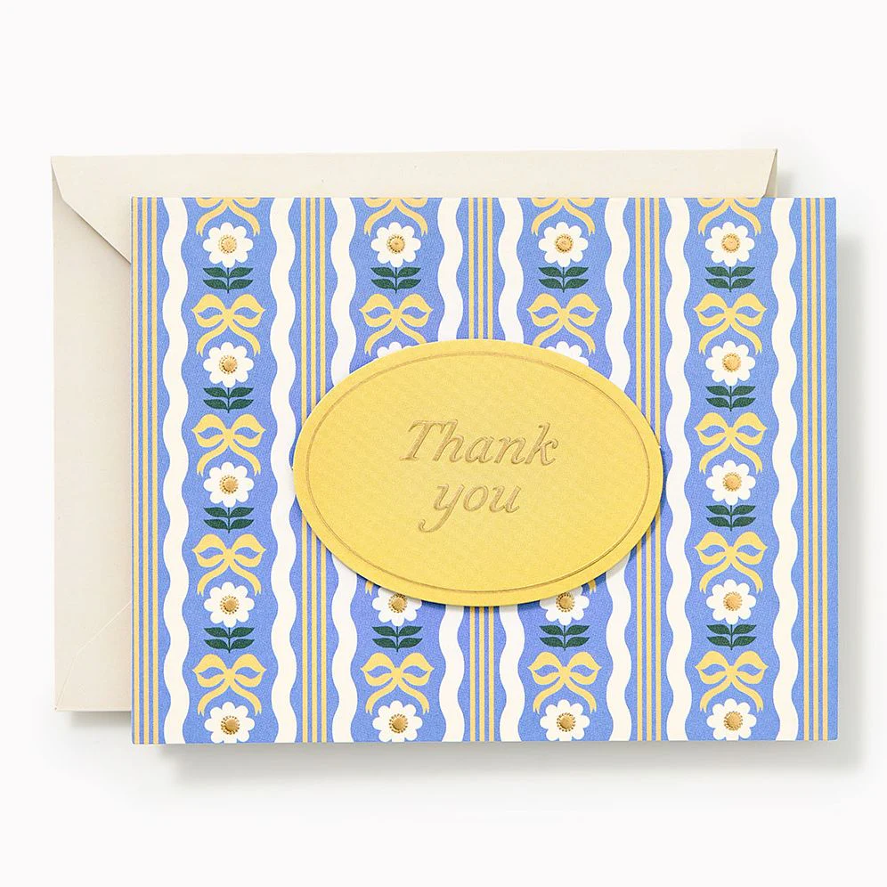 Floral Bow Embellished Thank You Card - Image 2