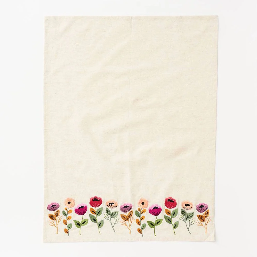Floral Embroidered Tea Towel - Image 2