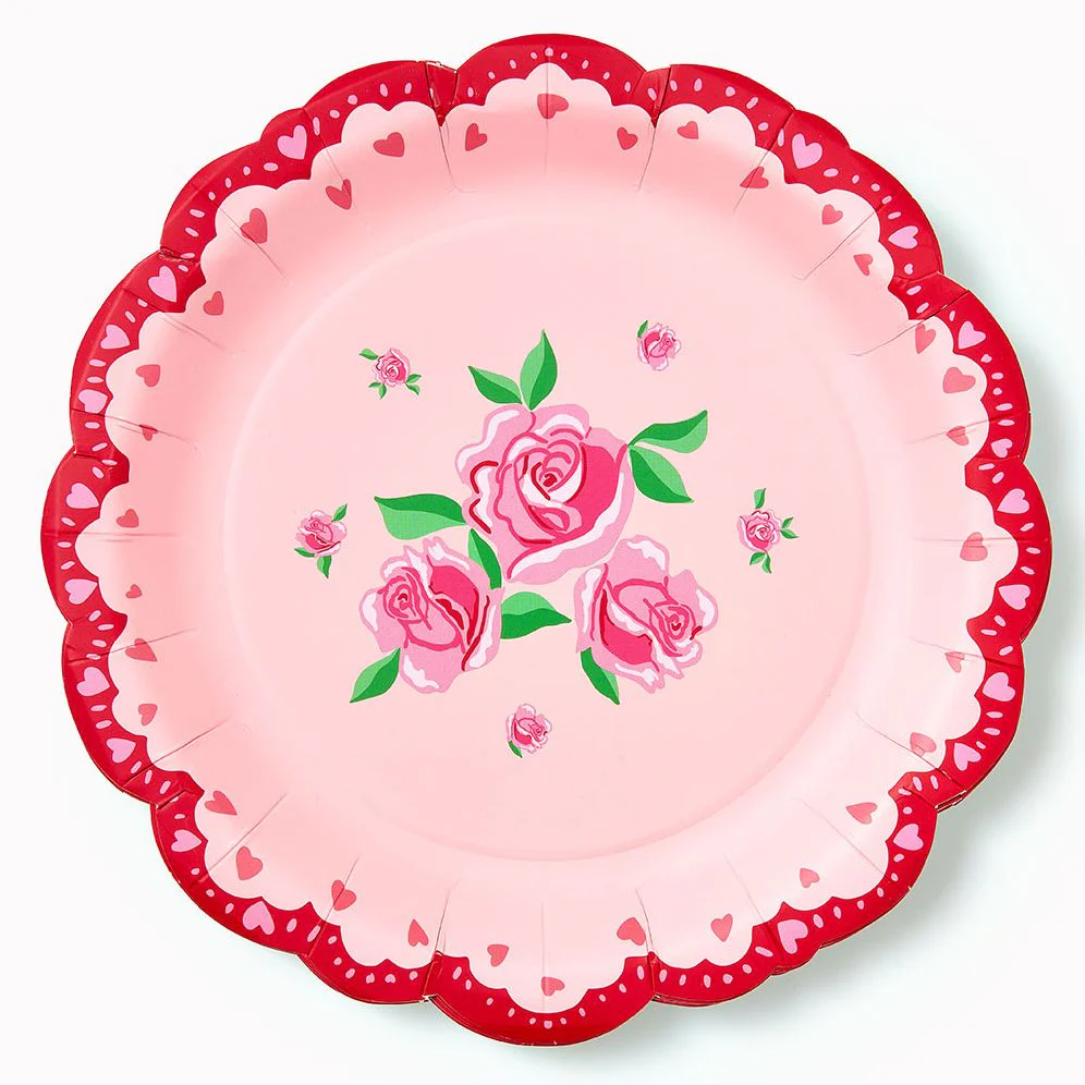 Floral Hearts Large Plate Set of 10