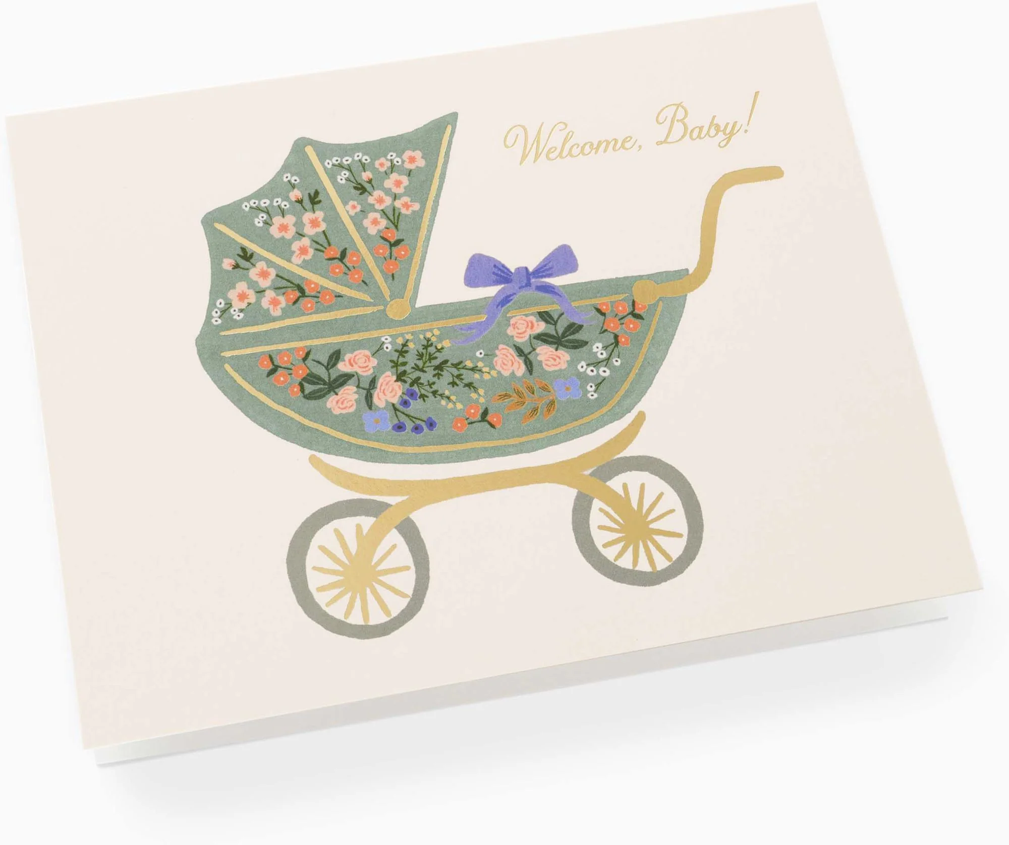 Floral Pram Baby Greeting Card - Image 2