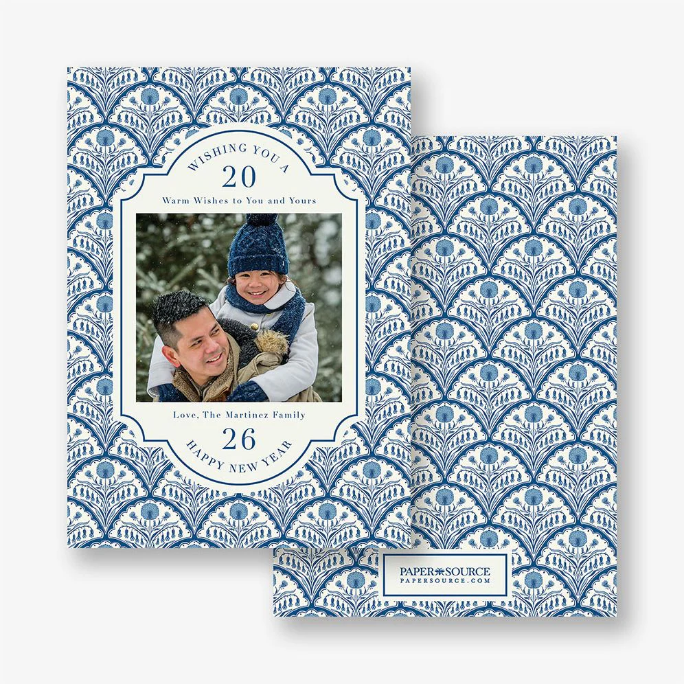 Floral Scallop New Years Photo Card - Image 2
