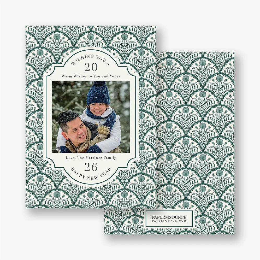 Floral Scallop New Years Photo Card - Image 3