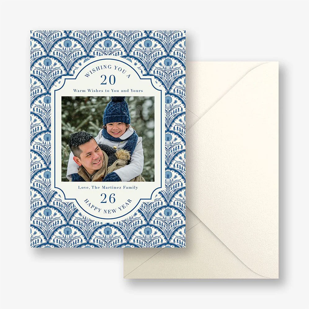 Floral Scallop New Years Photo Card - Image 4