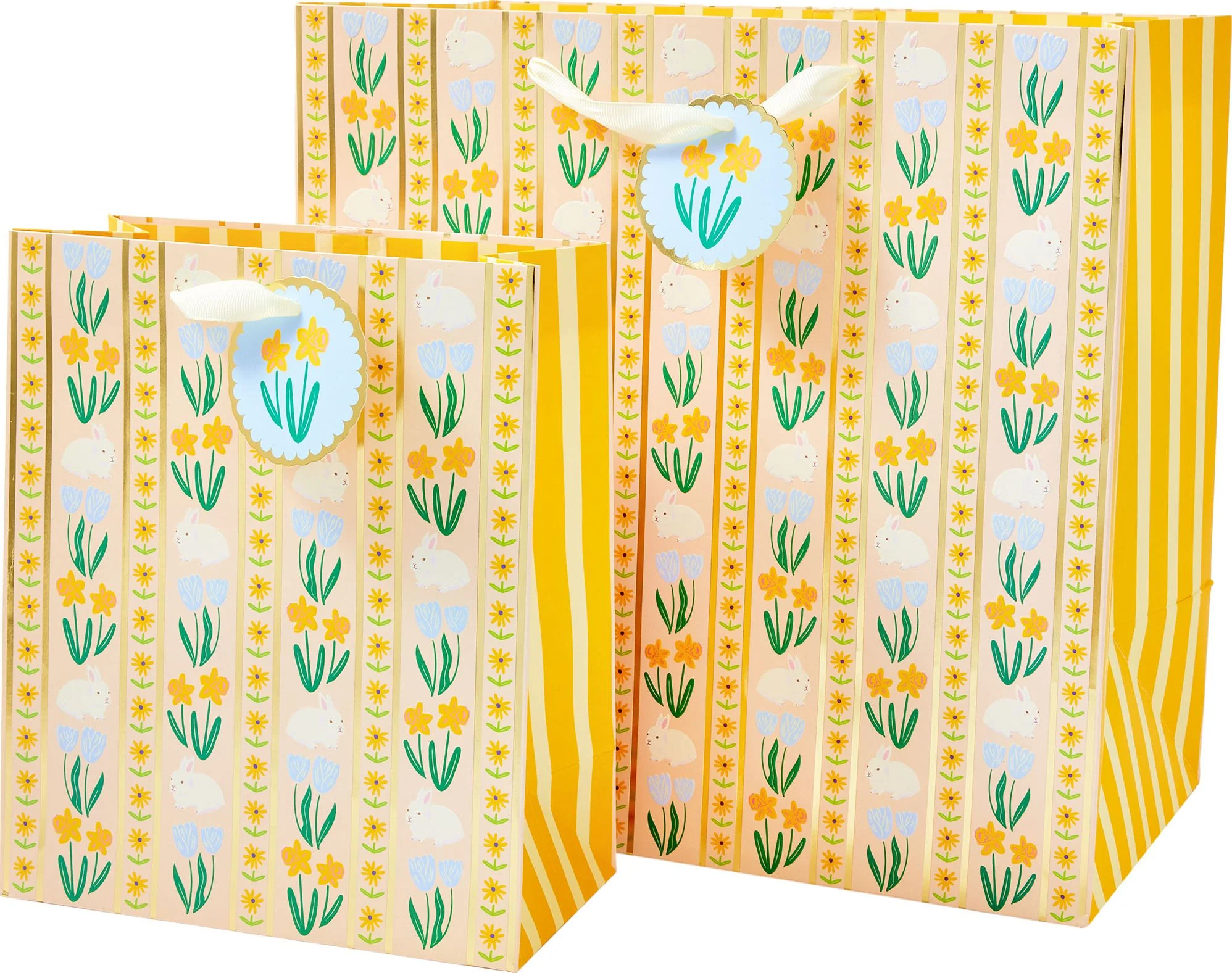Floral Stripe Bunny Large Gift Bag - Image 3