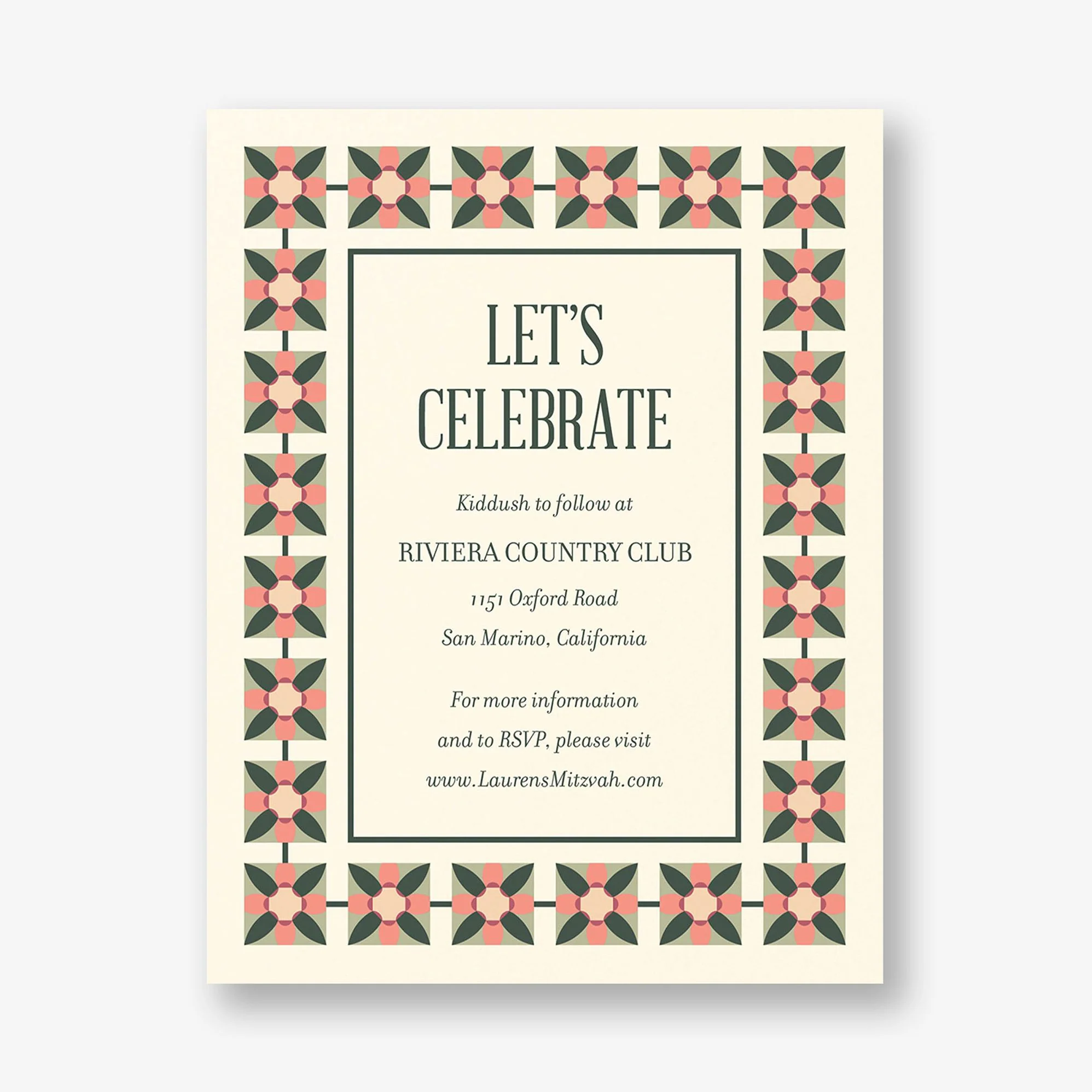 Floral Tile Bat Mitzvah Information - Image 3