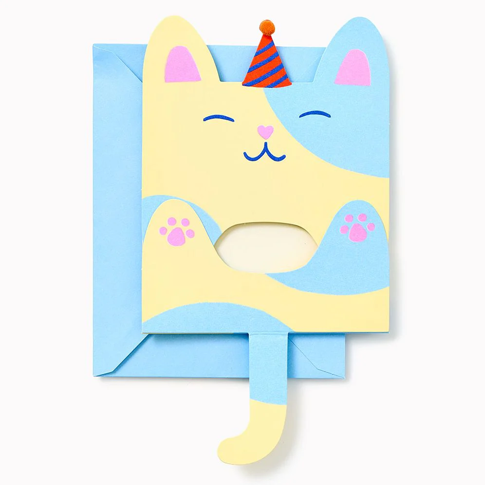 Folding Cat With Party Hat Embellished Birthday Card - Image 2