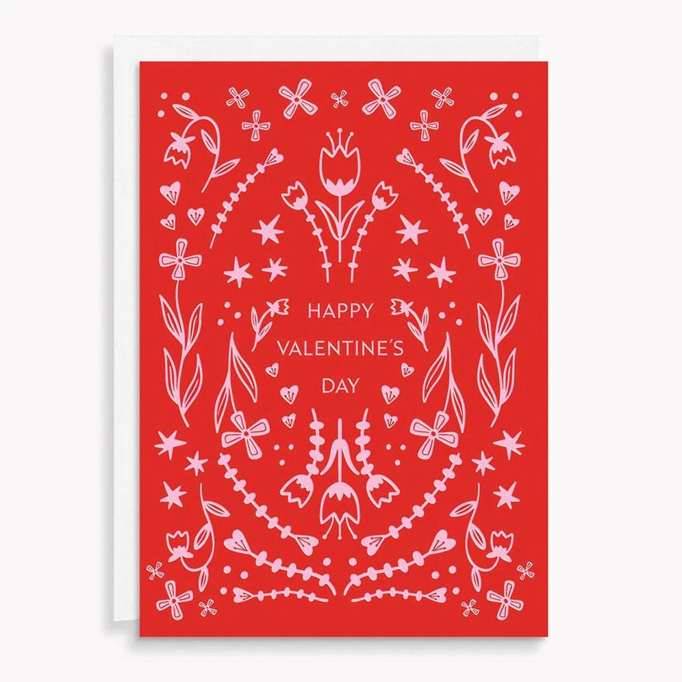 Folk Art Valentine's Day Card
