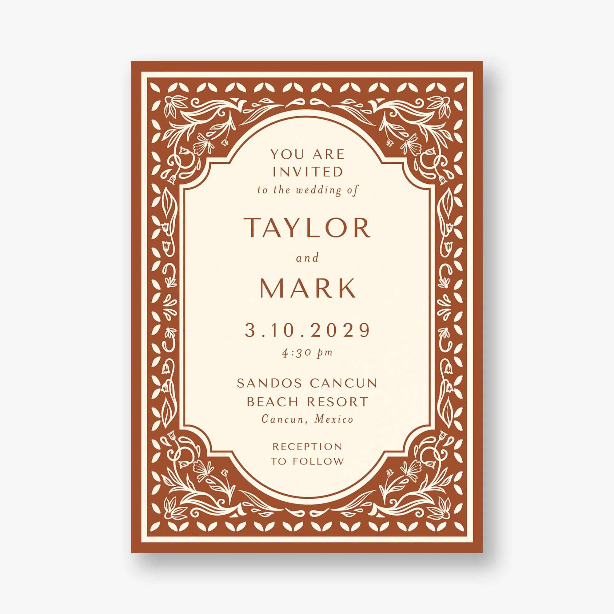 Folk Floral Frame Wedding Invitation - Image 3