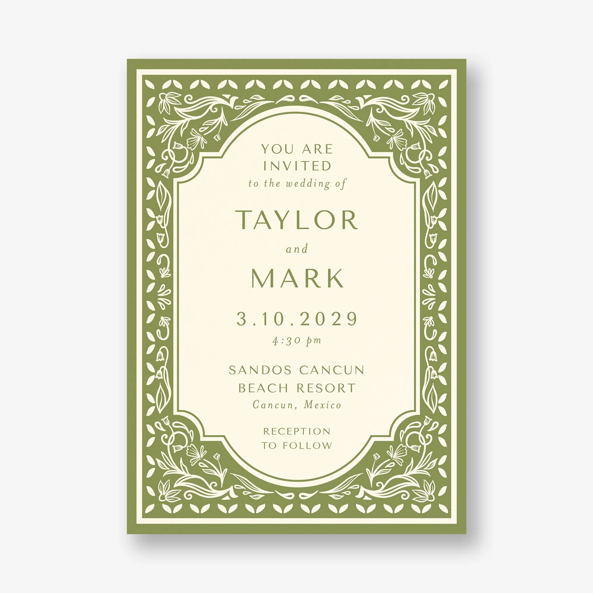 Folk Floral Frame Wedding Invitation - Image 5