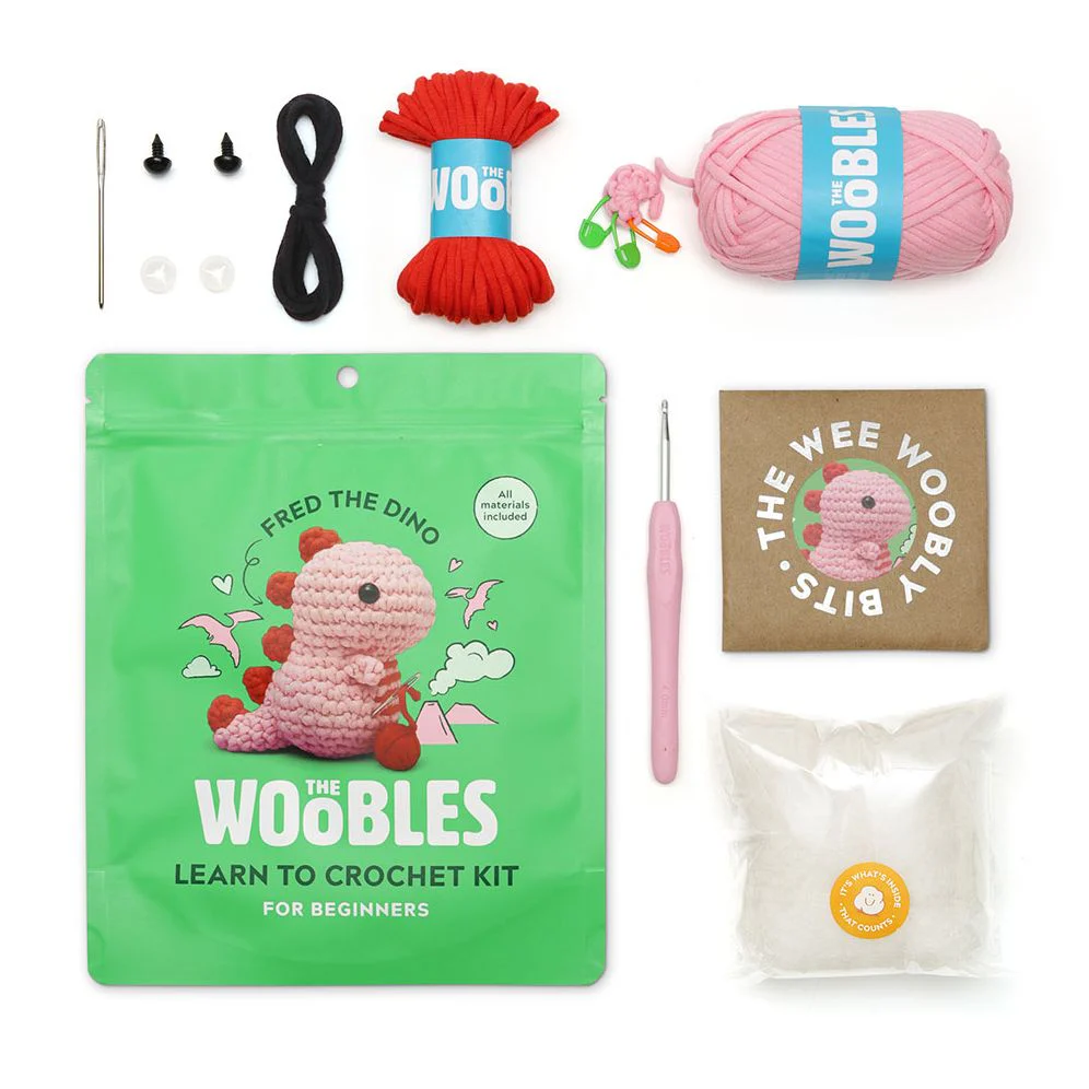 Fred the Dino Pink Learn to Crochet kit - Image 2