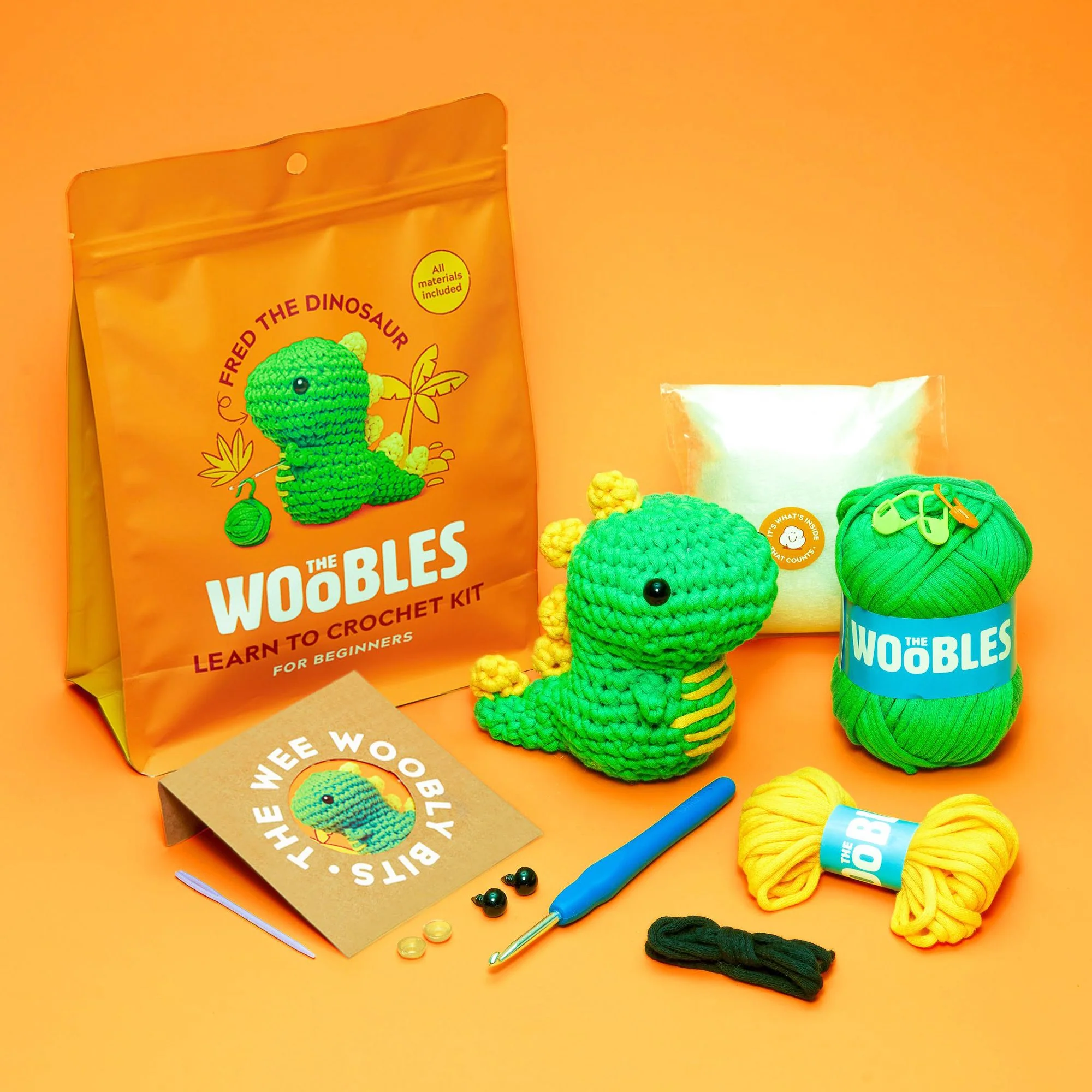 Fred the Dinosaur, The Woobles Beginner Crochet Kit - Image 4