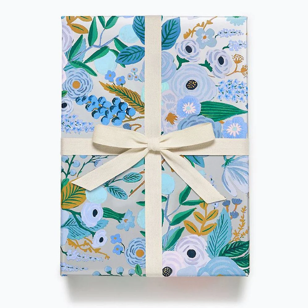 Garden Party Blue Wrapping Paper - Image 2