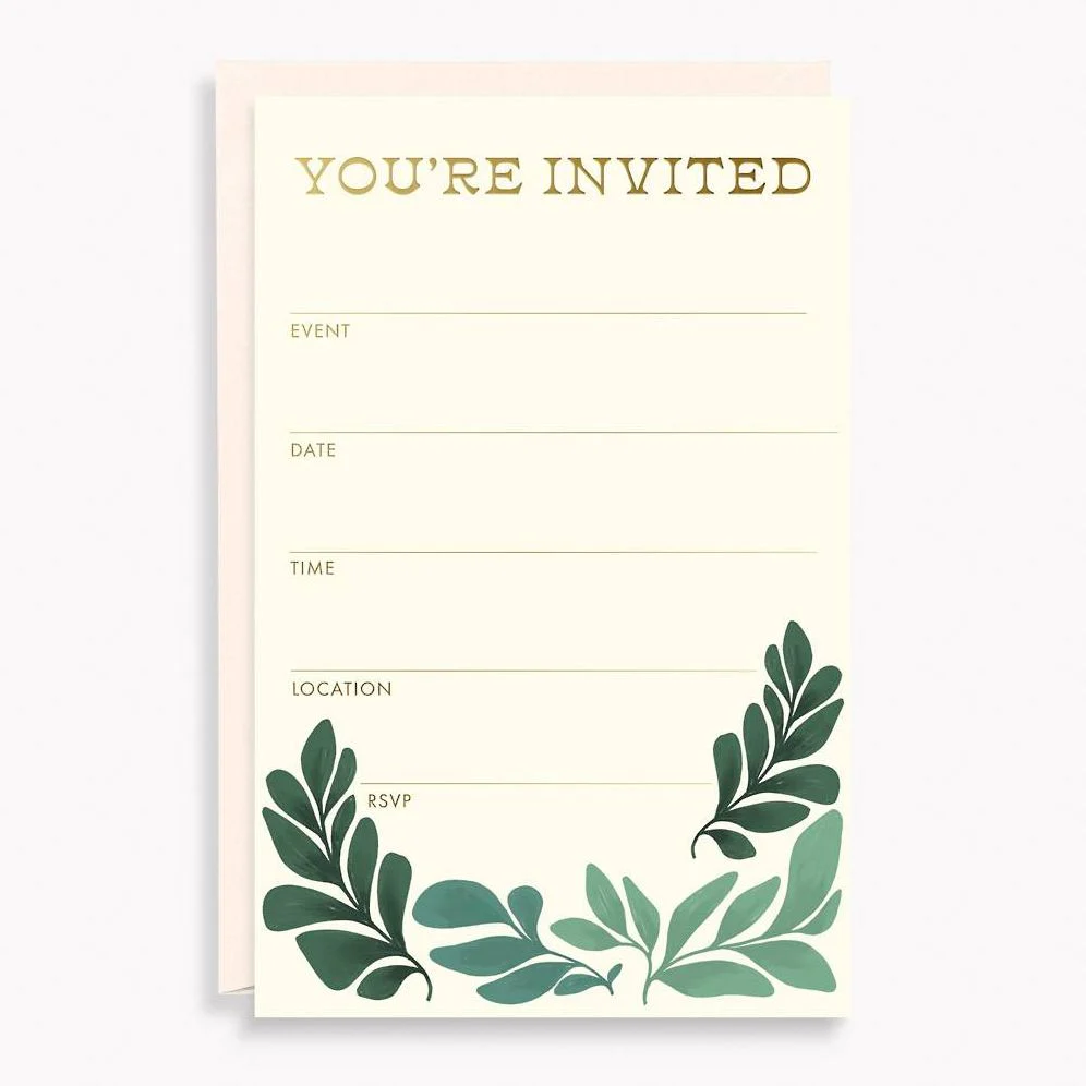 Gilded Greenery Fill-In Invitations
