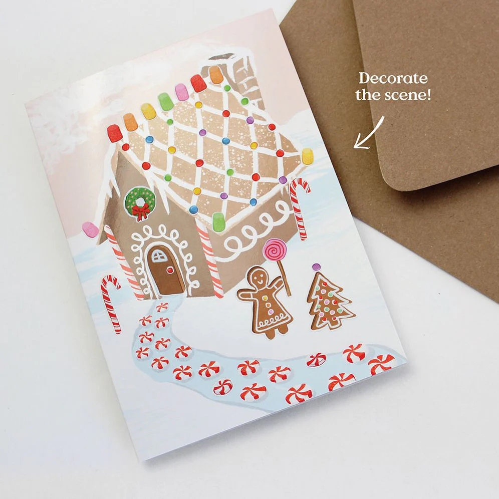 Gingerbread House Sticker Scene Holiday Card - Image 2