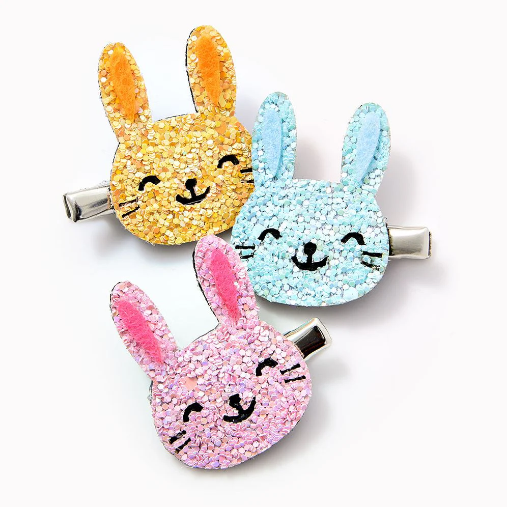 Glitter Bunny Hair Clips, Set of 3 - Image 2