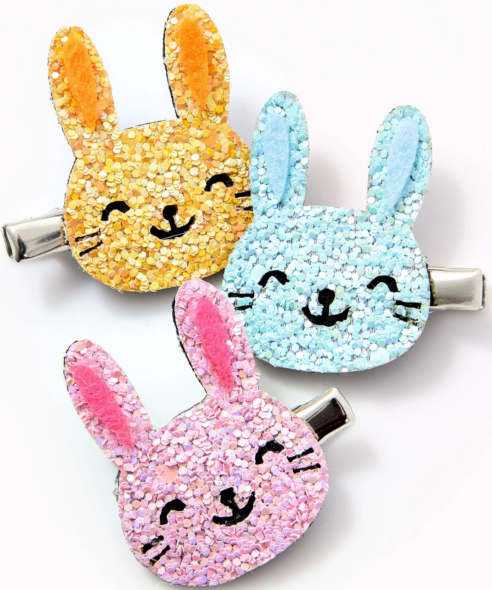 Glitter Bunny Hair Clips, Set of 3 - Image 3