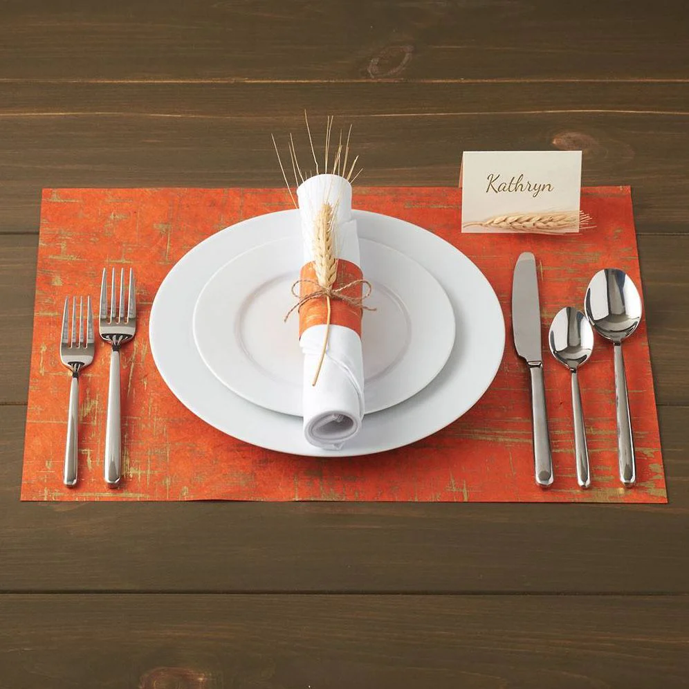 Gold Brushstroke on Bright Orange Handmade Paper - Image 2